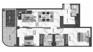 Apartment floor plan, 2 bedrooms in IVY Gardens 2 No. 11024